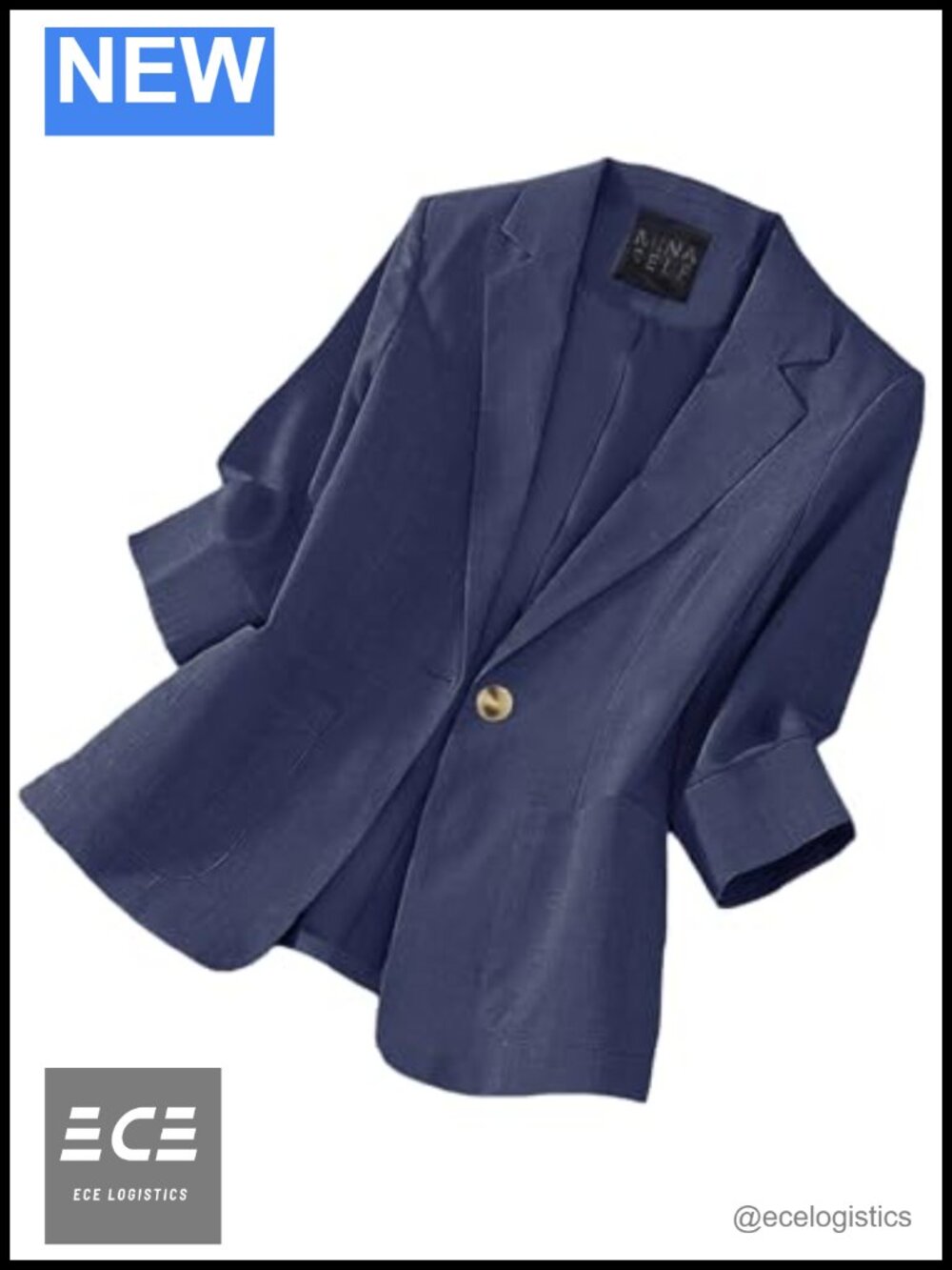 Linen Blazer 3/4 Sleeve Lightweight Button Lined Work Office Jacket